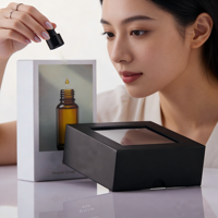 Boîte cadeau en carton rigide recyclable avec fenêtre transparente en PET, personnalisable avec logo imprimé, pour ensemble cosmétique ou œuvres d'art faites à la main