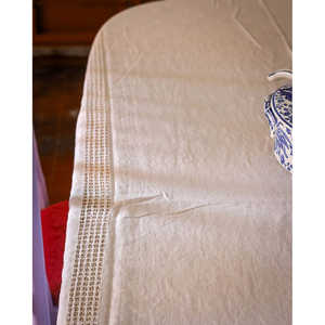 Mantel de Lino Francés de Flandes para Bodas, Rectangular, con Rayas y Bordes Deshilachados, para Uso en Hoteles, Marca Daniele F. - Product Image 1