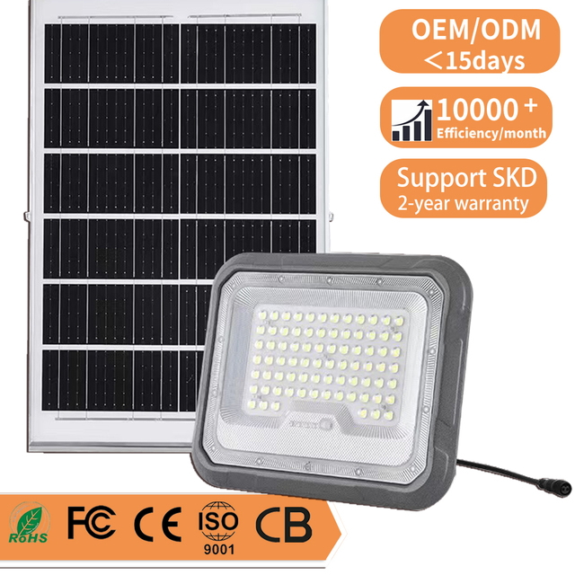 100W 200W 300W Solar Powered Flood Light, 6000K IP66 Waterproof LED Curved Street Light with Remote Control Outdoor Garden