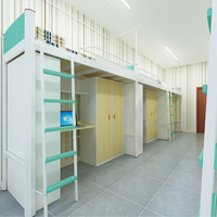 Großhandel Maßgefertigtes Metall-Hochbett für Kinder mit Treppe, Integriertem Schreibtisch & Kleiderschrank, Vollständige Kombination Hochbett mit Stauraum