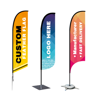Spanduk terbang luar ruangan promosi kustom cetak iklan bulu bendera teardrop bali busur bendera pantai dengan basis corss - Product Image 5