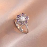 Bague Éternité Zircon Spirale Florale pour Femme – Bijou Tendance pour Fiançailles et Mariage, Laiton Plaqué Rhodium/Or, Élégant au Quotidien