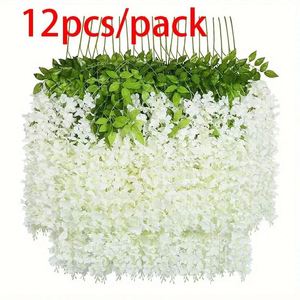 Confezione da 12 Pezzi, Decorazioni per Matrimoni, Fiori Artificiali di Glicine in Seta, Ghirlande Pendenti per Sposa, Fiori per Casa, Giardino, <span class=keywords><strong>Hotel</strong></span> - Product Image 1