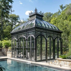 BLVE Luxueux Gazebo Octogonal Blanc en Métal et Verre, Serre de Jardin Vintage pour la Décoration de Villa et de Jardin - Product Image 2