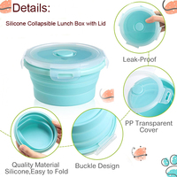 Boîte Bento Ronde Pliable en Silicone Refine Factory, Anti-fuite avec Couvercle Hermétique à Fermeture Rapide, Conteneur Alimentaire Réutilisable et Pliant