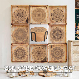 Logo wood mdf Tea <b>Beer</b> <b>Coaster</b> Mat Natural Round Placemat Insulation Pads Wood Color Masen Asian Zen Style Environmental Friend - Product Image 2
