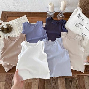 Débardeurs sans manches en coton doux et respirant pour bébés garçons et filles, couleur unie, basiques, sous-vêtements d'été - Product Image 1