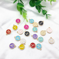 26 pièces Alphabet lettre émail breloques Double face initiale pendentif A-Z Alphabet breloque pour collier Bracelet fabrication de bijoux