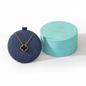 <b>Necklace</b> Box Store Ready Luxury Custom Rigid Lid Base Jewelry Gift Box Suede Insert Gold Stamping Custom Logo Wholesale Price - Product Image 2