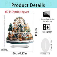 Décoration de Noël créative transfrontalière : Nouvelle maison en acrylique thème pays des merveilles d'hiver, scène de la Nativité, bonhomme de neige imprimé, ornements d'arbre de Noël pour la maison