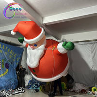 Père Noël gonflable géant d'extérieur avec éclairage LED, grande mascotte gonflable de Père Noël sur pied pour la décoration des centres commerciaux