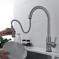 Robinet de cuisine moderne à poignée unique en acier inoxydable 304 Eau Or Noir Couleur brossée Capteur tactile intelligent Noyau de valve en céramique