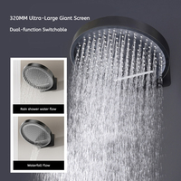 Ensemble de douche thermostatique noir mat mural encastré avec pommeau de douche rond réglable et plateforme de rangement – Vente en gros