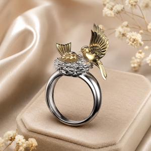 Anello a Forma di Nido d'Uccello, Design Creativo Bicolore per Donne - Product Image 4