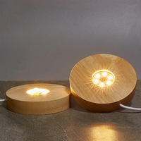 3d led cristal globe verre led lampe base en bois support veilleuse support pour laser gravé boule de cristal