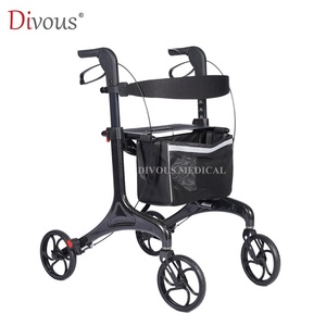 Carbon Fiber Caremoving 4wheel Rolling Walkers <b>Cane</b> <b>Chair</b> Walking Senior Height Adjusts Soft Walking Aid for Elderly - Product Image 1