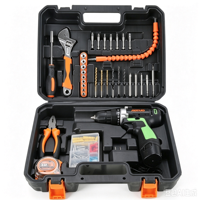Perceuse sans fil 12V, tournevis électrique, perceuse à main réversible avec chargeur de batterie, kit combiné domestique avec embouts