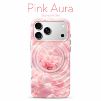 Coque de téléphone magnétique motif floral nuage rêveur avec support rond amovible et plaque arrière en TPU PC, personnalisable par sublimation