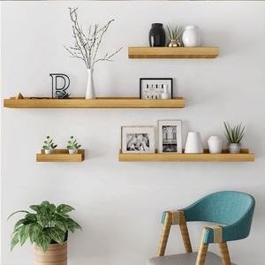 Estante flotante <span class=keywords><strong>de</strong></span> madera para decoración del hogar, repisa <span class=keywords><strong>de</strong></span> madera sólida montada en la pared para libros, Europa - Product Image 4