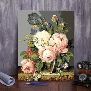 Kit de peinture par numéros pour adultes, toile de fleurs DIY, peinture murale moderne, peinture à l'huile sans cadre, art mural moderne pour la décoration murale de la maison, motif floral éclatant - Product Image 2