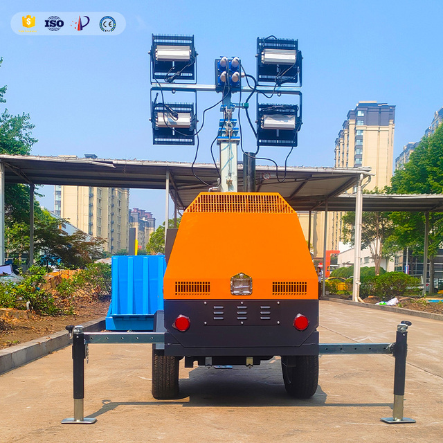 Factory Direct 4-Mast Portable Engine-Powered LED Light Tower for Oil Generator Use in Mining Operations