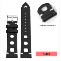 Bracelet de montre en cuir véritable respirant à fixation par ardillon, remplacement universel à dégagement rapide pour montre, tailles 18, 20, 22 mm