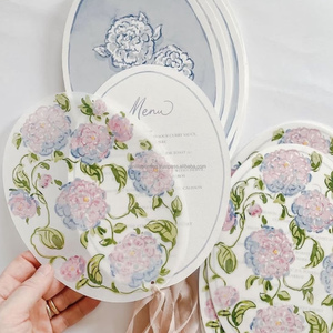 Carte de menu de mariage personnalisée avec ruban, élégante carte de vœux en papier coton estampée à chaud avec étiquette nominative - Product Image 3