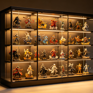 Vitrine haut <span class=keywords><strong>de</strong></span> gamme personnalisable avec verre trempé, cadre en aluminium et éclairage LED intégré, idéale pour les modèles, les jouets - Product Image 5
