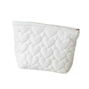 2026 New Waterproof New Quilted Heart Embroidery Puffer Zipper Large Cute Cosmetic <b>Bag</b> Travel <b>Pouch</b> <b>for</b> <b>Women</b> Valentine's Day... - Product Image 1