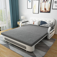 Canapé-lit moderne pliable en tissu fantaisie avec option lit double, mobilier de salon au design simple