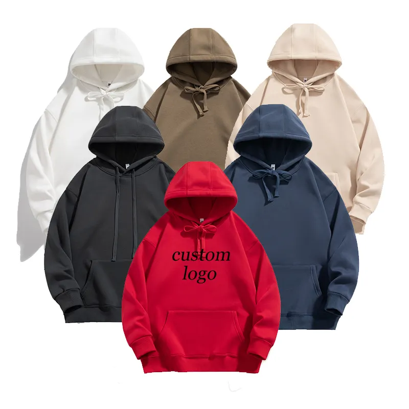 Biểu Tượng Tùy Chỉnh In Bông Trống Sang Trọng Giản Dị Hoodies Tracksuit Unisex Lông Cừu Thêu Số Lượng Lớn Nặng Đồng Bằng Người Đàn Ông Của Hoodies