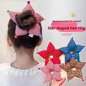 Elastico per Capelli a Cinque Punte con Motivi a Pois e Stampa Leopardata per Ragazze, Accessorio per Chignon e Coda Alta per Bambine - Product Image 2