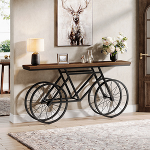 Bàn điều khiển moder bằng gỗ 70.9 inch, bàn sofa dài thêm, thiết kế nội thất gia đình mới với chân đế xe đạp - Product Image 6