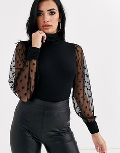 Bodysuit Wanita Terbaru 2020 Kerah Tinggi Berbahan Mesh Lengan Panjang Warna Hitam Ukuran Besar Kasual Bernapas Ramah Lingkungan 100% Musim Panas - Product Image 1