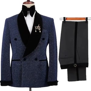 Ensemble veste et pantalon brillant XXS-4XL pour homme, costumes 2 pièces, smoking <span class=keywords><strong>de</strong></span> marié, velours noir, revers châle, costumes <span class=keywords><strong>de</strong></span> <span class=keywords><strong>mariage</strong></span>, smoking - Product Image 5