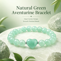 Bracelet en perles de pierre d'aventurine verte naturelle en forme de cœur, 8 mm, bijoux extensibles en cristal, cadeau pour femmes