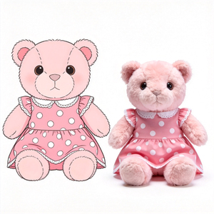 Ours en peluche <span class=keywords><strong>pas</strong></span> <span class=keywords><strong>cher</strong></span> avec robe tachetée, jouet en peluche animal personnalisé, ours en peluche doux en gros - Product Image 1