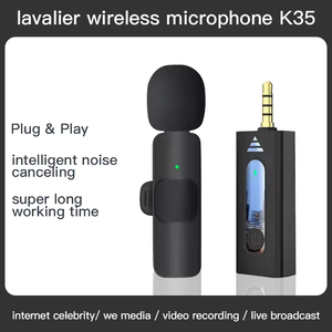 Micrófono de solapa con reducción de ruido inalámbrico Plug-play K35, Conector de 3,5mm, grabación profesional para altavoz, Mini altavoz Vlog - Product Image 3