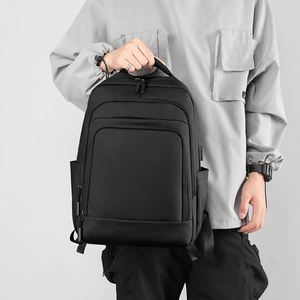 Mochila para hombre de gran capacidad, 36-55L, bolsa para ordenador portátil para viajes de negocios, Color sólido, negro, gris, con bolsillo interior con cremallera, asa suave - Product Image 3
