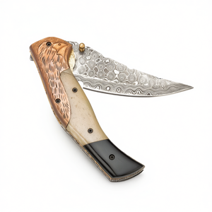Cuchillo de bolsillo Cuchillo plegable para exteriores Acero Damasco Hecho a mano - Product Image 1