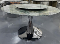 Mobilier moderne de luxe, table de salle à manger en marbre, ensemble table à manger et chaises en marbre massif
