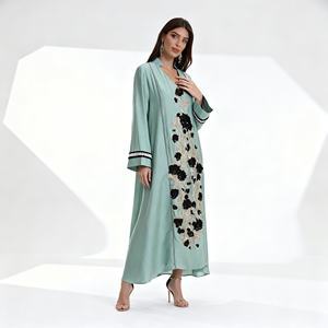 Robe Abaya élégante en polyester avec strass thermocollants de qualité supérieure pour femmes musulmanes, sur mesure - Product Image 4