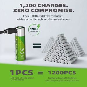 CITICITY แบตเตอรี่แบบชาร์จได้ AA 14500 แพ็ค 4 ก้อน 2000mAh 1.5V, 1500+ รอบการใช้งาน เหมาะสำหรับของเล่นบังคับวิทยุ - Product Image 3
