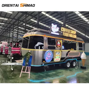 Airstream फास्ट फूड आइस क्रीम ट्रेलर बिक्री के लिए खाद्य ट्रक मोबाइल कारवां