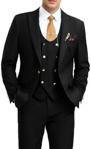 Traje de esmoquin de 3 piezas para <span class=keywords><strong>hombre</strong></span>, corte ajustado, doble botonadura, con cuentas, un botón, para boda, graduación, fiesta de bienvenida, conjunto de blazer, <span class=keywords><strong>chaleco</strong></span> y pantalón - Product Image 6