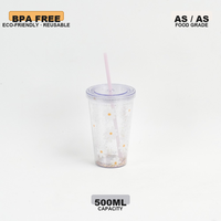 Gobelet en plastique transparent à double paroi de 16 oz pour boissons froides, réutilisable, promotionnel, avec paille et impression de logo personnalisé
