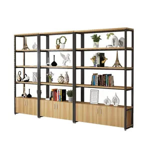 Home bookshelf shelf multi-layer shelf storage rack living room with cabinet storage rack storage wooden multi-function