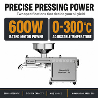 Presse à huile domestique et commerciale Hanhuang D05 en acier inoxydable, capacité 2-3 kg/h, semi-automatique, réglable, 600W