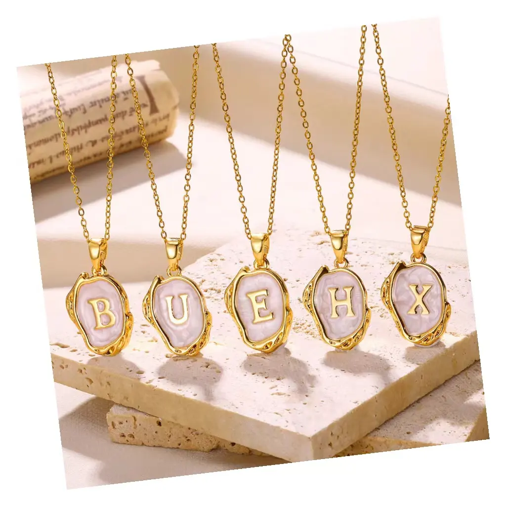 2024 New 18k Gold Plated 26 Letter Three Dimensional Initial Necklace Irregular Fashion Fine Jewelry for Women