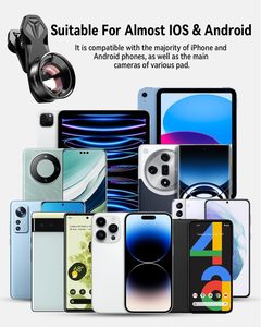Kit d'objectif d'appareil photo de téléphone portable Télescope Téléobjectif Fisheye Grand Angle Macro Filtre Lentille Pour <span class=keywords><strong>IPhone</strong></span> Pour Smartphone - Product Image 5